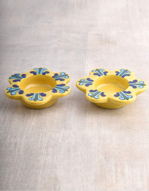 Blue Pottery T-Holder Set Of 2 Pcs.